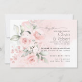 WEDING ONTVANGST | Rozen van wazig roze katoen Kaart (Voorkant)