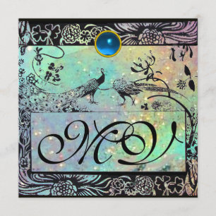 WEDING TORTELDUIFJES MONOGRAM zwart-groen blauw Aankondiging