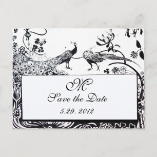 WEDING TORTELDUIFJES MONOGRAM zwart-wit Briefkaart