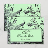 WEDING TORTELDUIFJES MONOGRAM zwart-wit groen Briefkaart (Voorkant / Achterkant)