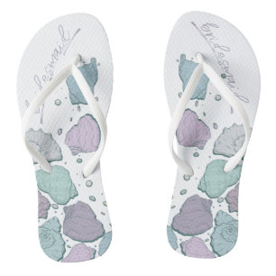 WEDINGSCHOENEN   Modern Seashells Lila Dusty Blue Teenslippers