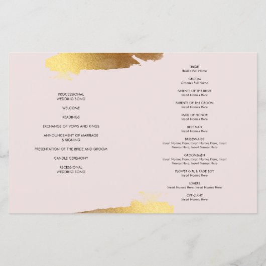 WEDINGSPROGRAMMA geborsteld met geslepen gouden ro (Achterkant)