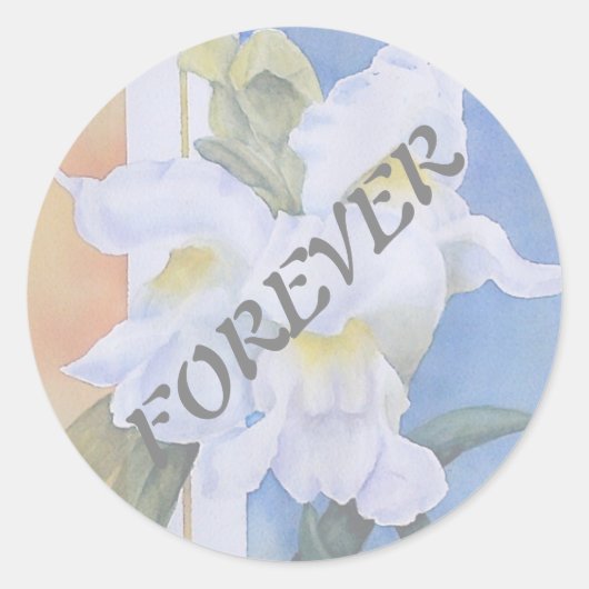 WEDINGSTICKERS VAN WITTE SNAPDRAGONS RONDE STICKER (Voorkant)