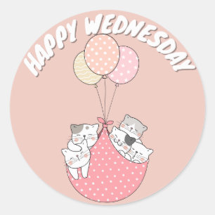 WEDNESDAY CAT CLASSIC ROUND STICKER KUSTGEBEUREN