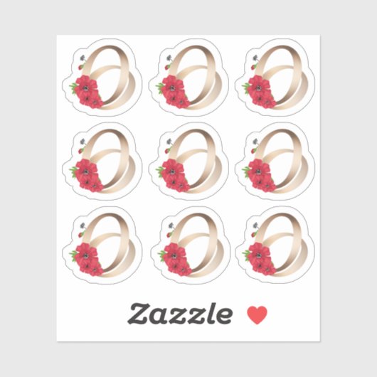 Wedringen, ringen, goud, liefde, vintage sticker (Vel)