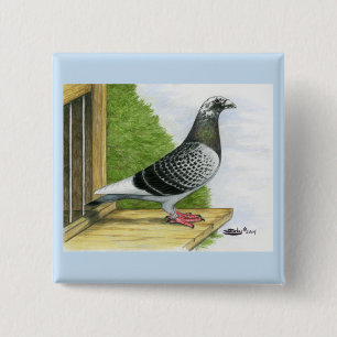 Wedsrennende Duif Op Het Landingsbord Vierkante Button 5,1 Cm
