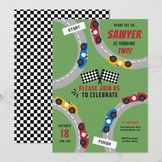  wedstrijd voor racewagens kaart (Voorkant / Achterkant)