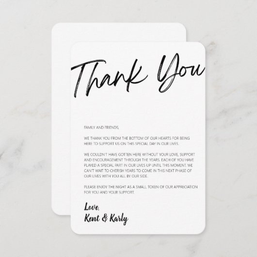 Wedstrijdtabel - Hartelijk dank Bedankkaart (Voorkant / Achterkant)