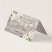 Wedstrijktafel-nummer Escort Hydrangea Rustic Wood Kaart (Achterkant)