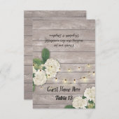 Wedstrijktafel-nummer Escort Hydrangea Rustic Wood Kaart (Voorkant / Achterkant)