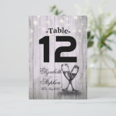 Wedstrijktafel nummer zitplaats champagne Glass Kaart (Staand voorkant)
