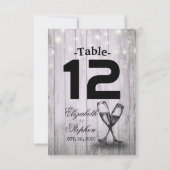 Wedstrijktafel nummer zitplaats champagne Glass Kaart (Achterkant)