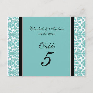 Wedstrijktafel-nummerkaarten Blauwgroen schade Briefkaart