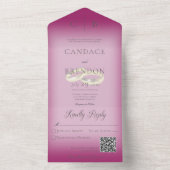 Weduwen Moderne Fuchsia roze QR-code All In One Uitnodiging (Binnen)