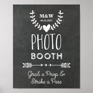 Weduwfoto-bordbord Chalkboard Harten pijlen Poster