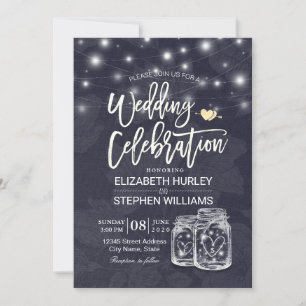 Weduwingshower Mason Jar String Light Floral Linen Kaart
