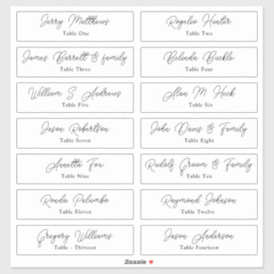 Weduwkaart Gastnamen Tabelnummer Sticker