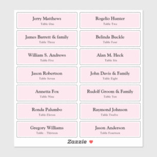 Weduwkaart Gastnamen Tabelnummer Sticker