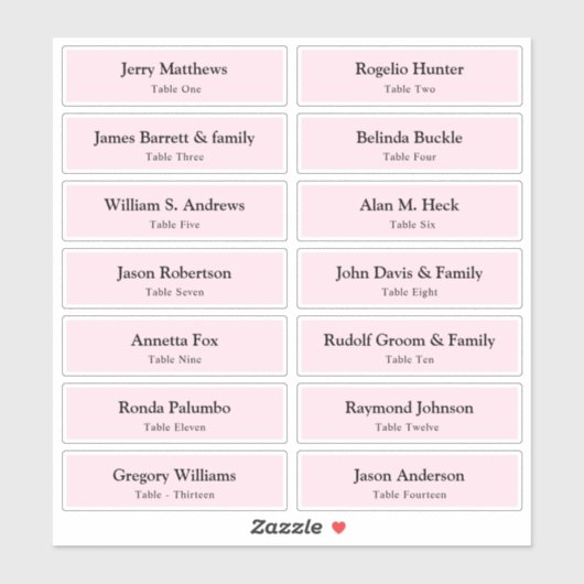 Weduwkaart Gastnamen Tabelnummer Sticker (Vel)