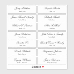 Weduwkaart Gastnamen Tabelnummer Sticker