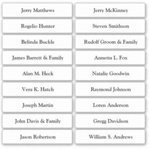 Weduwkaart Gastnamen Tabelnummer Sticker