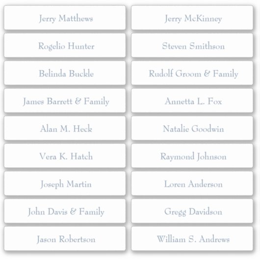 Weduwkaart Gastnamen Tabelnummer Sticker (Voorkant)