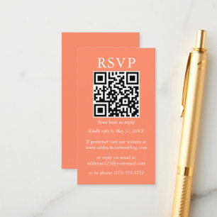 Weduwminimalistisch Eenvoudig QR RSVP-koraal Informatiekaartje