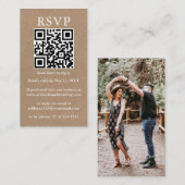 Weduwminimalistisch Simple QR Photo Kraft RSVP Informatiekaartje (Voorkant / Achterkant)