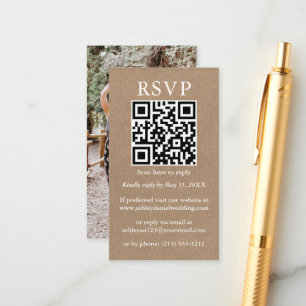 Weduwminimalistisch Simple QR Photo Kraft RSVP Informatiekaartje