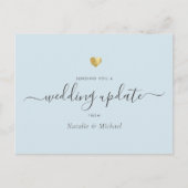 Weduwupdate Elegant Script Gold Light Blue Briefkaart (Voorkant)