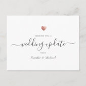 Weduwupdate Elegant Script Roos Gold Heart Briefkaart (Voorkant)