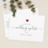 Weduwupdate uitgesteld Elegant Script Red Heart Briefkaart