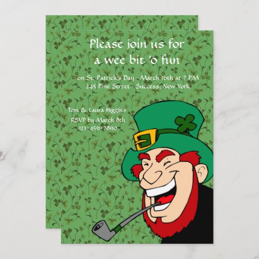Wee Bit 'o Fun St. Patrick's Party Invitation (Devant / Derrière)