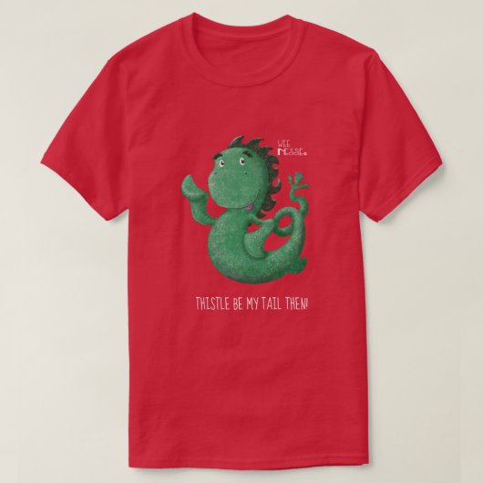 Wee Nessie Loch Ness Monster Thistle Tail T-shirt (Design voorkant)