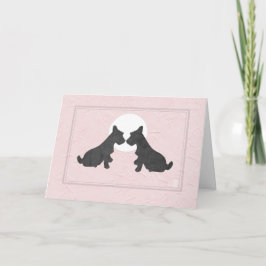Wee Scottie Puppy Love Valentijn's Day op Roze Kaart