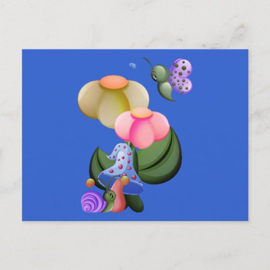 Wee Uitzicht Slak & Vlinder Briefkaart (Voorkant)