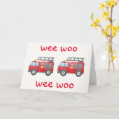 Wee Woo! Firetruck Birthday Kaart (Gele Bloem)