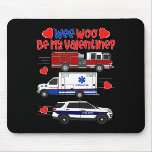 Wee Woo Wees Mijn Valentijnsbrandweerauto Ambulanc Muismat