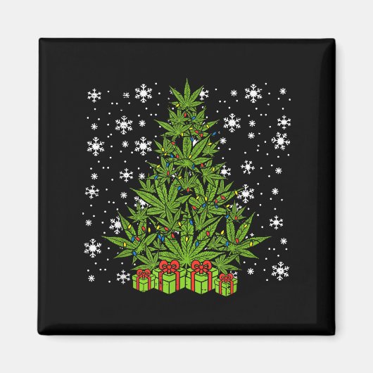 Weed Christmas Tree Funny Xmas T Men Women Magneet (Voorkant)