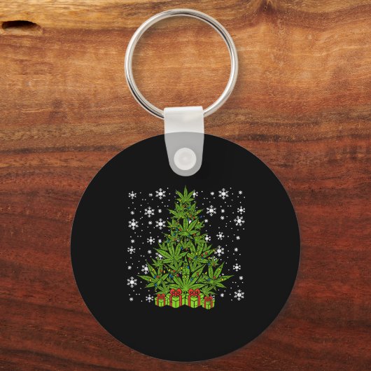 Weed Christmas Tree Funny Xmas T Men Women Sleutelhanger (Voorkant)