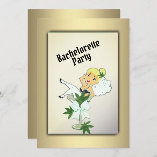 Weed Gold Bachelorette Party Invitation (Devant / Derrière)