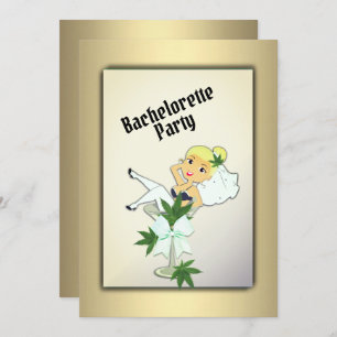 Weed Gold Bachelorette Party Invitation Kaart