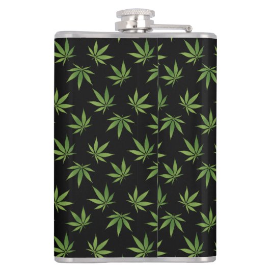 Weed Large Leaf Pattern | Facultatief monogram/naa Heupfles (Achterkant)