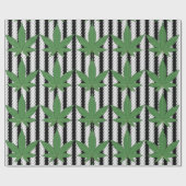 Weed Leaf Green op Black White Stripe Cadeaupapier (Vlak)