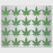 Weed Leaf on Silver Foiled Look Personalized Cadeaupapier (Vlak)
