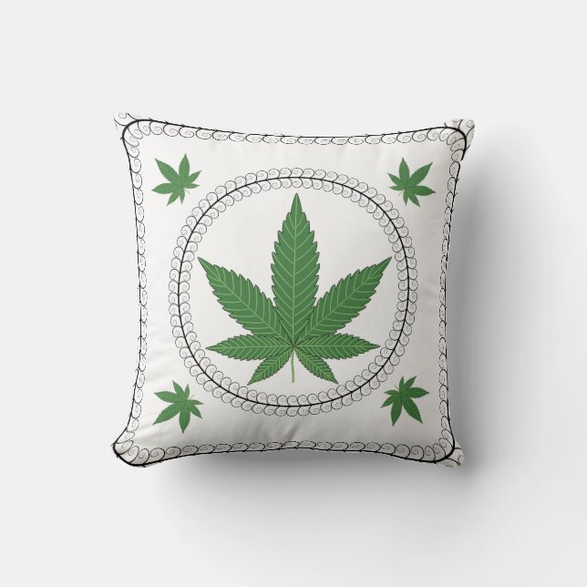 Weed Leaf Tree Trim Kussen (Voorkant)
