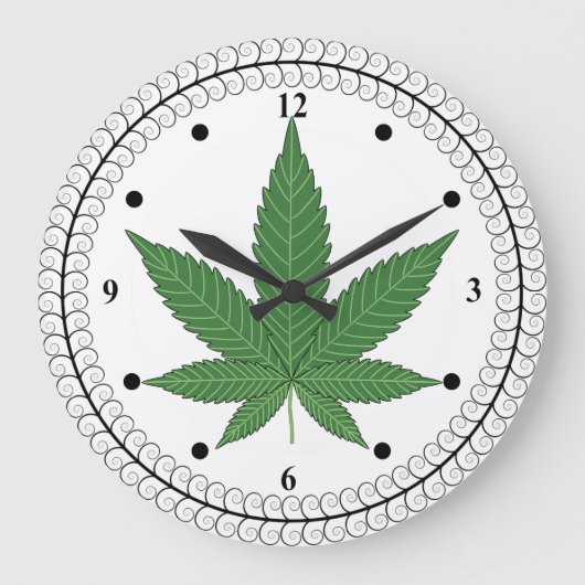 Weed Leaf Tree Trim, speciaal aangepast Grote Klok (Voorkant)