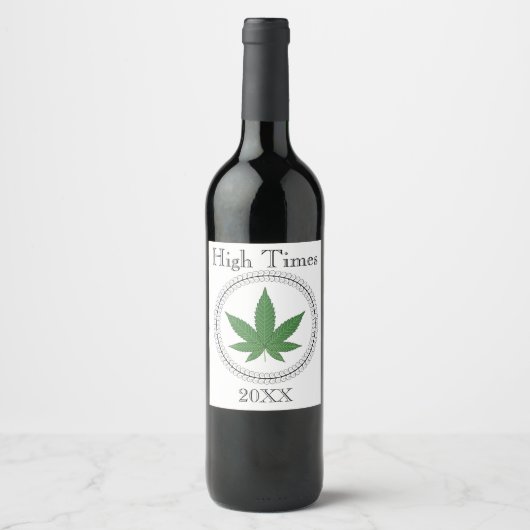 Weed Leaf Tree Trim, speciaal aangepast Wijn Etiket (Voorkant)