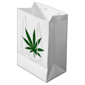 Weed Leaf White Bag Medium Cadeauzakje (Voorkant Gekanteld)