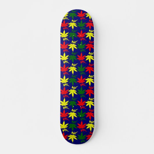 Weed Leaves Drupt Blue Skateboard (Voorkant)